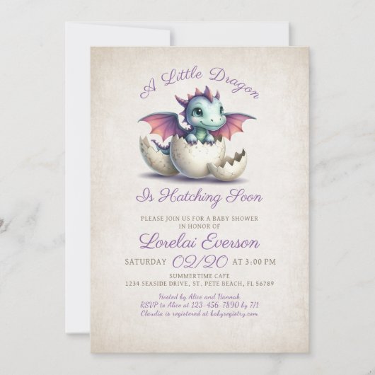 Baby Dragon Shower Kaart (Voorkant)