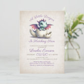 Baby Dragon Shower Kaart (Staand voorkant)