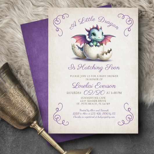 Baby Dragon Shower Uitnodiging