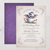 Baby Dragon Shower Uitnodiging (Voorkant / Achterkant)