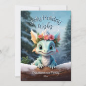 Baby Dragon Snowy Enchanted Forest Kerstmis Feestdagenkaart (Voorkant)
