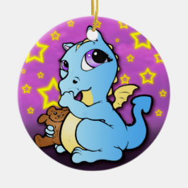 Baby Dragon Sucking Thumb Ornament - Blauw