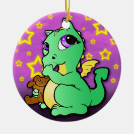 Baby Dragon Sucking Thumb Ornament - Groen