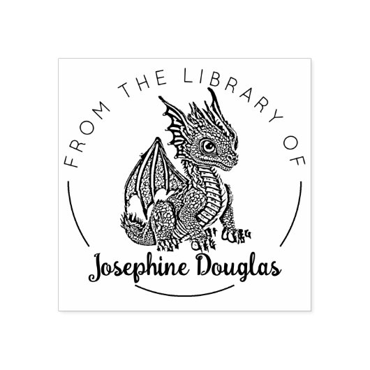 Baby Dragon uit de Library of Book Rubberstempel (Afrduk)