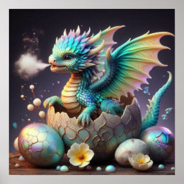 Baby Dragon uit een ei Poster