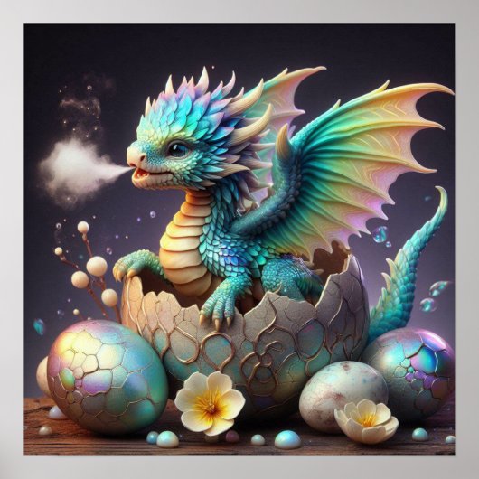 Baby Dragon uit een ei Poster (Voorkant)
