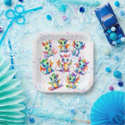 Baby Dragon Verjaardagsfeestje Papieren Bordje (Feest)