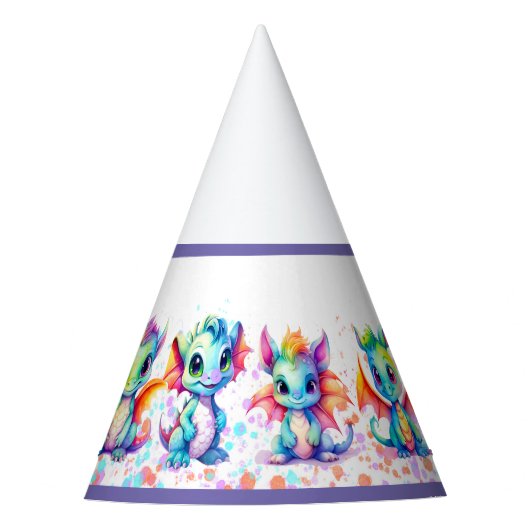 Baby Dragon Verjaardagsfeestje Petten Feesthoedjes (Voorkant)