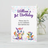 Baby Dragon Verjaardagsuitnodiging Kaart (Staand voorkant)