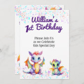 Baby Dragon Verjaardagsuitnodiging Kaart (Voorkant / Achterkant)