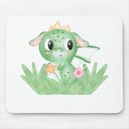 Baby Dragon-Waterverf bevestigen Muismat (Voorkant)