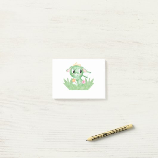 Baby Dragon-Waterverf bevestigen Post-it® Notes (Op bureau)