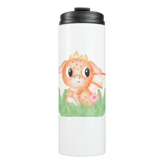 Baby Dragon-Waterverf bevestigen Thermosbeker (Voorkant)