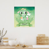 Baby dragon Waterverf Poster (Keuken)