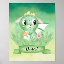 Baby dragon Waterverf Poster