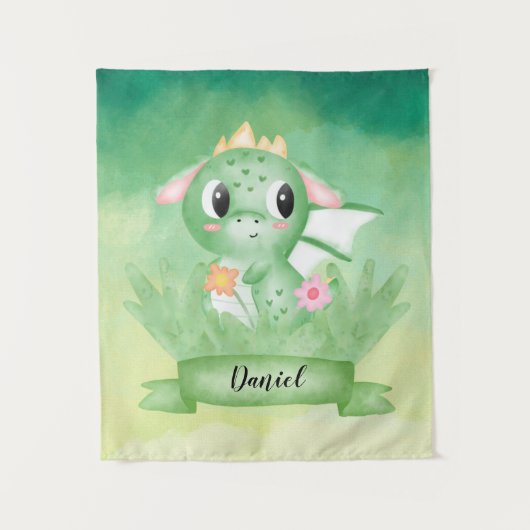 Baby Dragon Waterverf Tapestry Wandkleed (Voorkant)