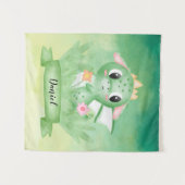 Baby Dragon Waterverf Tapestry Wandkleed (Voorkant (horizontaal))