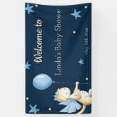 Baby Dragon Welkom bij Baby shower Navy Blue Spandoek (Verticaal)
