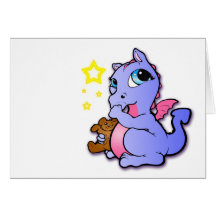 Baby dragon zucht zijn duim - Paarse kaart