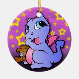 Baby Dragon zuigen duim - Paars Keramisch Ornament