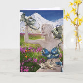 Baby Dragons en Fairy Fantasy Kaart (Gele Bloem)