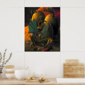 Baby Dragons Hatching uit hun Poster eieren (Keuken)