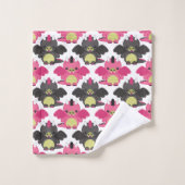 Baby Dragons - Roze & Zwarte Patroon - Naam Bad Handdoek (Wasdoekje)