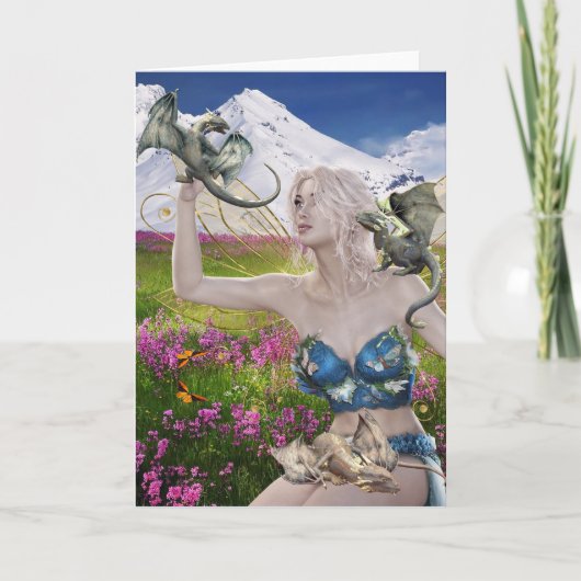 Baby Draken en Fee Fantasy Kaart (Voorkant)