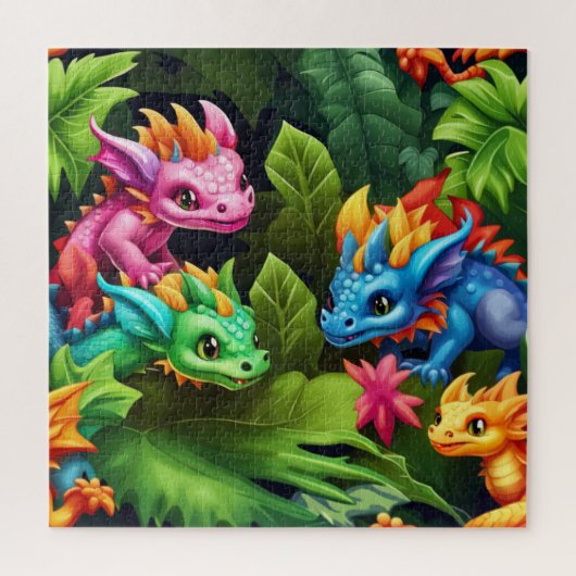 Baby Draken en groen Legpuzzel (Verticaal)