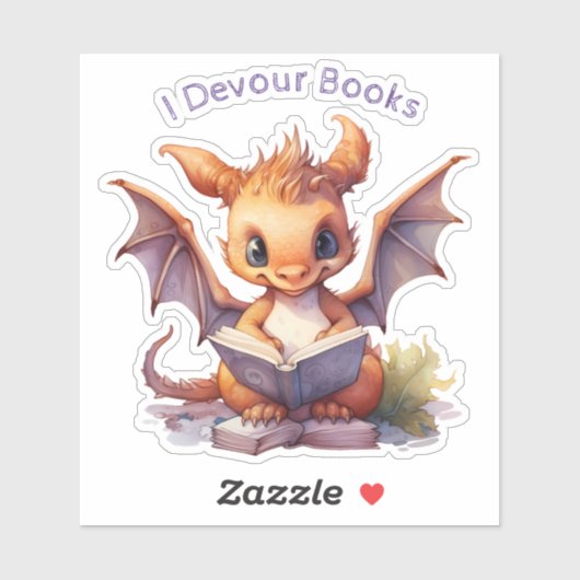 *~* Baby Drakenlezing - IK DEVOUR BOEKEN AP88 Sticker (Vel)