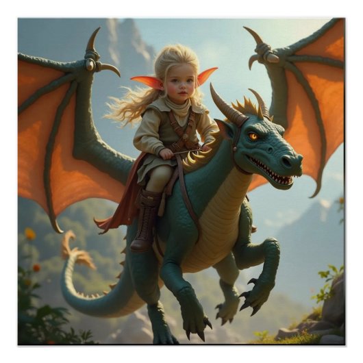 Baby Drakenrijder Poster (Voorkant)