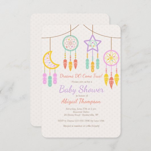 Baby Dreamcatcher Uitnodiging (Voorkant / Achterkant)