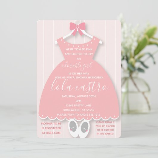 BABY DRESS BABY SHOWER INVITE KAART (Staand voorkant)
