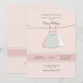 Baby dress op Clothesline Shower-uitnodiging Kaart (Voorkant / Achterkant)