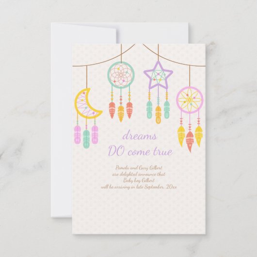Baby droomvanger zwangerschapsaankondiging aankondiging (Voorkant)