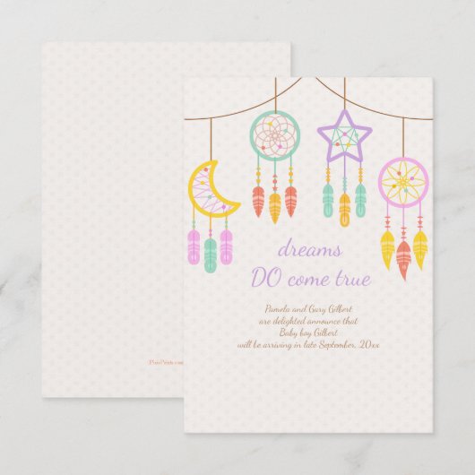 Baby droomvanger zwangerschapsaankondiging aankondiging (Voorkant / Achterkant)