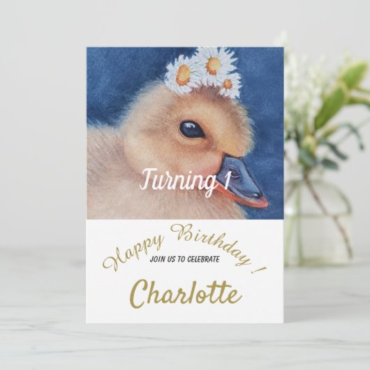Baby Duck 1e verjaardag Kaart (Staand voorkant)