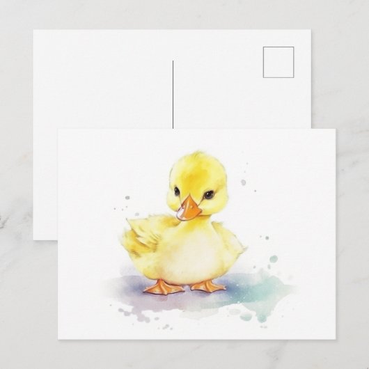 Baby Duck 2 Waterverf Briefkaart (Voorkant / Achterkant)