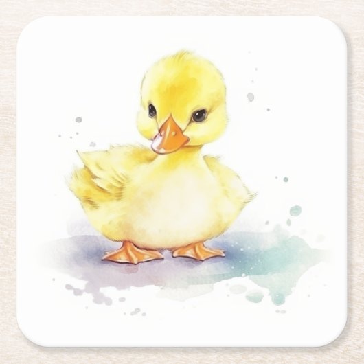 Baby Duck 2 Waterverf papier Onderzetter (Voorkant)