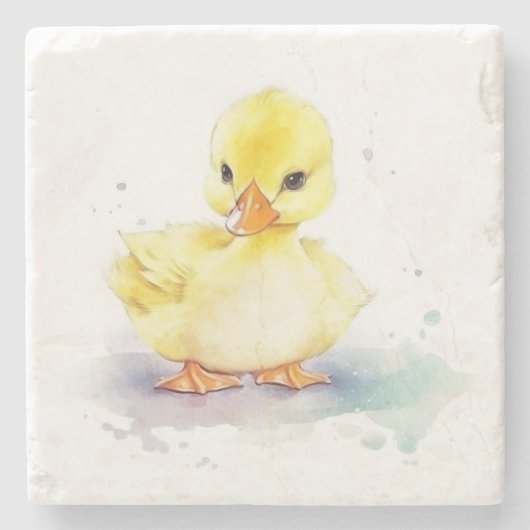 Baby Duck 2 Waterverf stenen Onderzetter (Voorkant)
