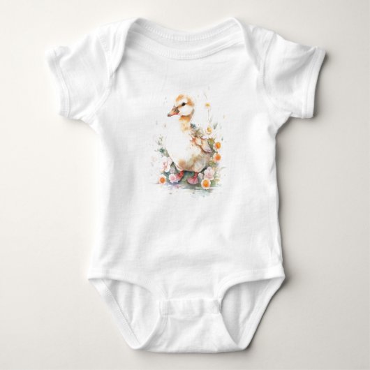 Baby Duck Duckling met bloemen Romper (Voorkant)