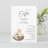 Baby Duck & Easter Egg Floral Easter Kaart (Staand voorkant)