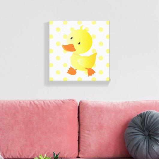 Baby Duck Polka Dots Kwekerij Kunst Canvas Afdruk (Insitu (Woonkamer))