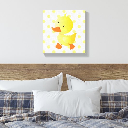 Baby Duck Polka Dots Kwekerij Kunst Canvas Afdruk (Insitu (Slaapkamer))