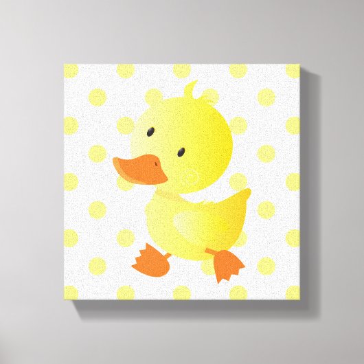 Baby Duck Polka Dots Kwekerij Kunst Canvas Afdruk (Voorkant)