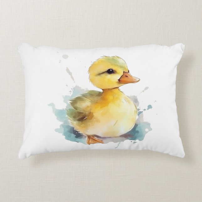Baby Duck Waterverf Accent Pillow Accent Kussen (Voorkant)