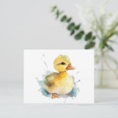 Baby Duck Waterverf Briefkaart (Staand voorkant)
