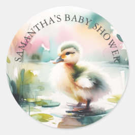 Baby Duck Waterverf Dank u Ronde Sticker