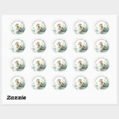 Baby Duck Waterverf Dank u Ronde Sticker (Vel)