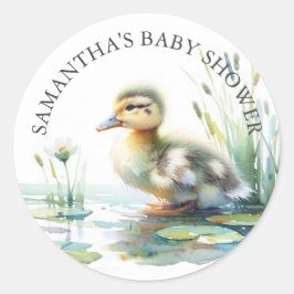 Baby Duck Waterverf Dank u Ronde Sticker